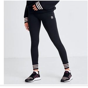 Adidas three stripe banded leggings